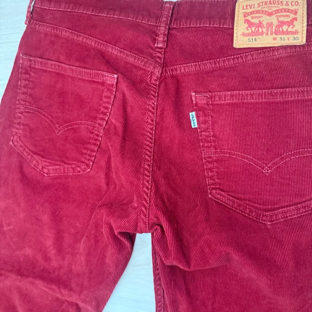 Levi's Corduroy Slim Straight Men's Pants 31x30 Stretch Oxblood Red - Picture 10 of 11